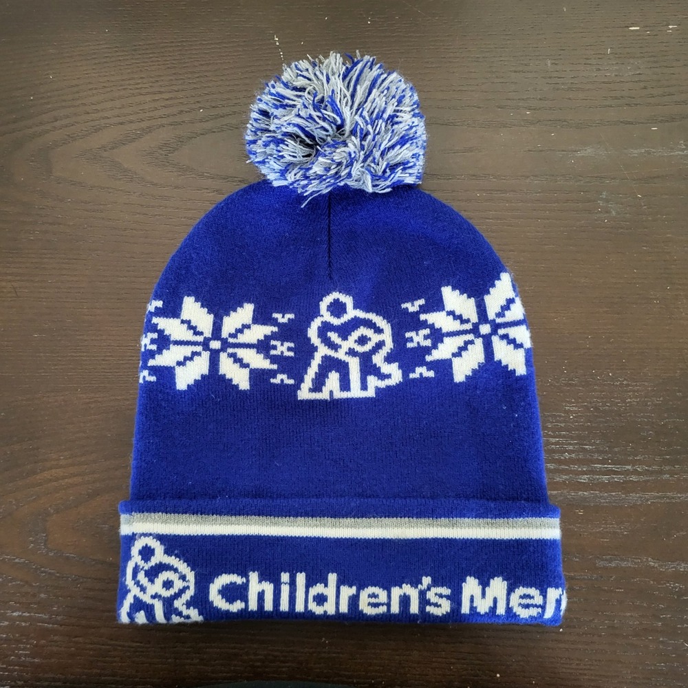 Children's Mercy Hospital Beanie Blue White One Size Pom Pom